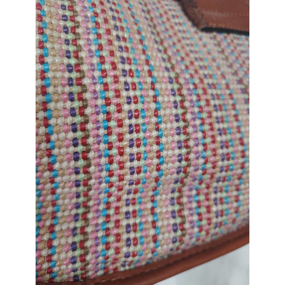 Fossil Woven Fall Brown/Multi Color Small Bag - image 4